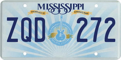 MS license plate ZQD272