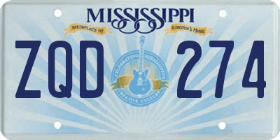 MS license plate ZQD274