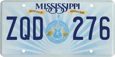 MS license plate ZQD276