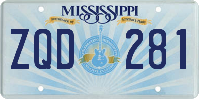 MS license plate ZQD281