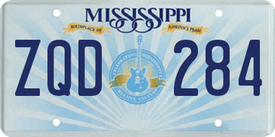 MS license plate ZQD284