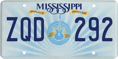 MS license plate ZQD292