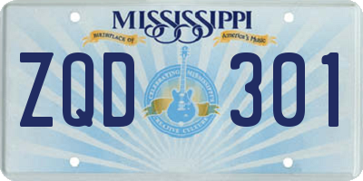 MS license plate ZQD301