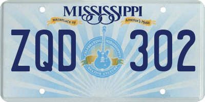 MS license plate ZQD302