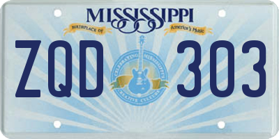 MS license plate ZQD303