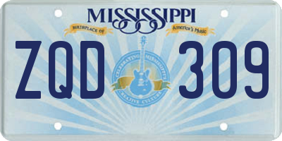 MS license plate ZQD309