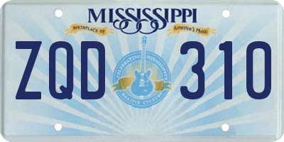 MS license plate ZQD310