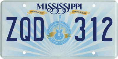 MS license plate ZQD312