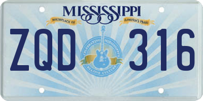 MS license plate ZQD316