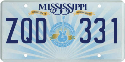 MS license plate ZQD331