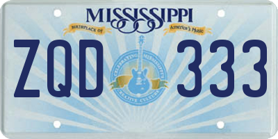 MS license plate ZQD333