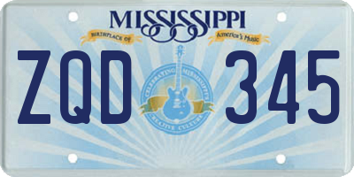 MS license plate ZQD345