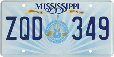 MS license plate ZQD349