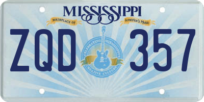 MS license plate ZQD357