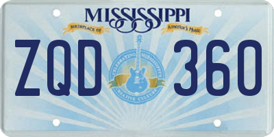 MS license plate ZQD360