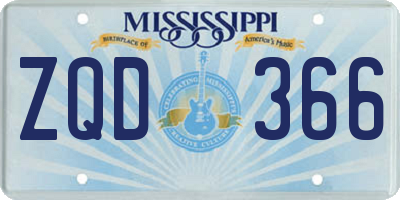 MS license plate ZQD366