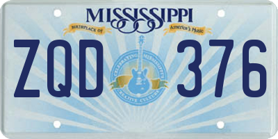 MS license plate ZQD376
