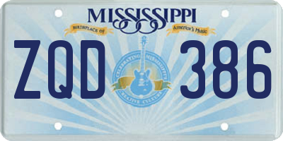 MS license plate ZQD386