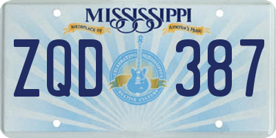 MS license plate ZQD387