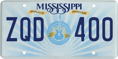 MS license plate ZQD400