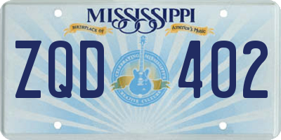 MS license plate ZQD402