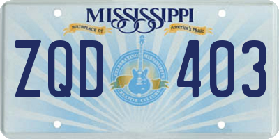 MS license plate ZQD403