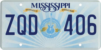 MS license plate ZQD406