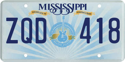 MS license plate ZQD418