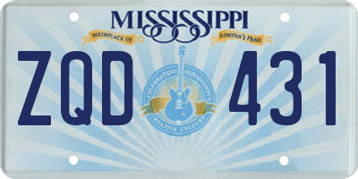 MS license plate ZQD431