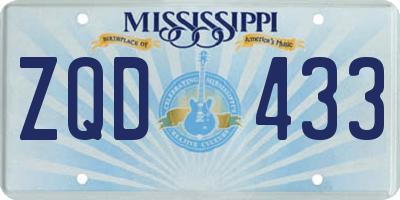 MS license plate ZQD433