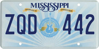 MS license plate ZQD442