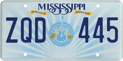 MS license plate ZQD445