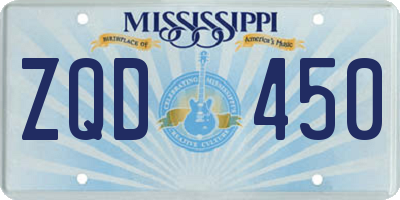 MS license plate ZQD450