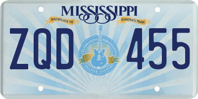 MS license plate ZQD455