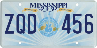MS license plate ZQD456