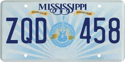 MS license plate ZQD458