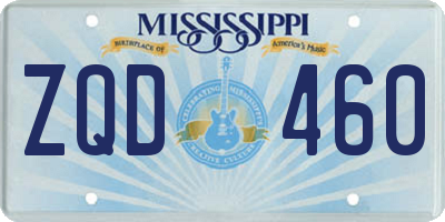 MS license plate ZQD460