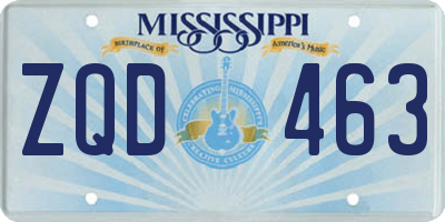 MS license plate ZQD463
