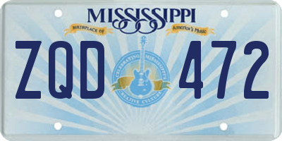 MS license plate ZQD472