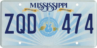 MS license plate ZQD474