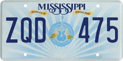 MS license plate ZQD475