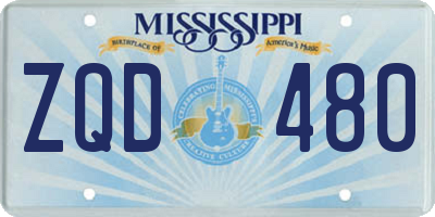 MS license plate ZQD480