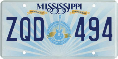 MS license plate ZQD494