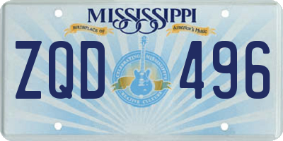 MS license plate ZQD496