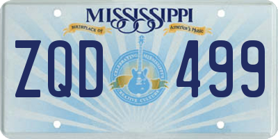 MS license plate ZQD499