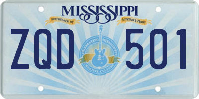MS license plate ZQD501