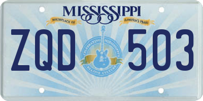 MS license plate ZQD503