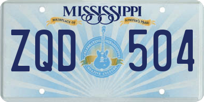 MS license plate ZQD504