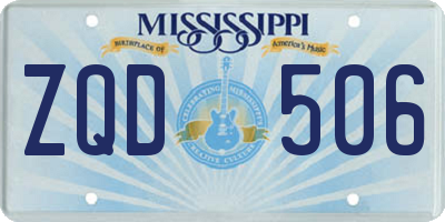 MS license plate ZQD506
