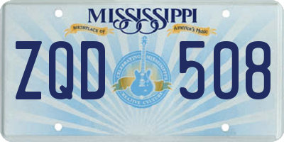 MS license plate ZQD508